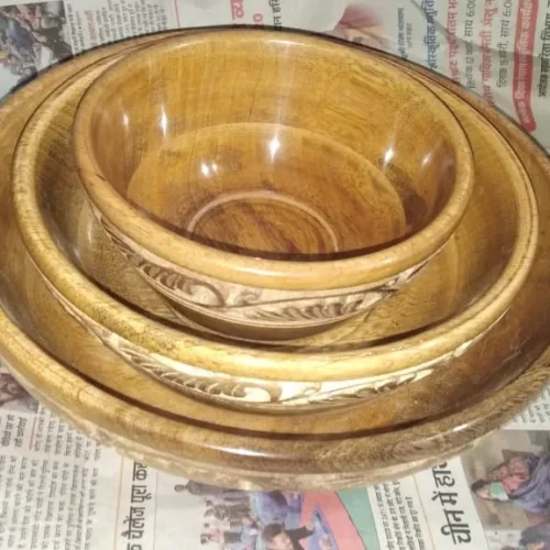 Wooden Bowl Set Yellow Color Wooden Bowl Set Yellow Color