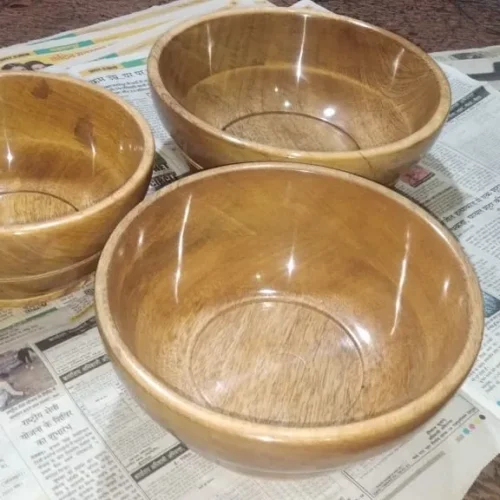 Wooden Bowl Set Yellow Plain Wooden Bowl Set Yellow Plain