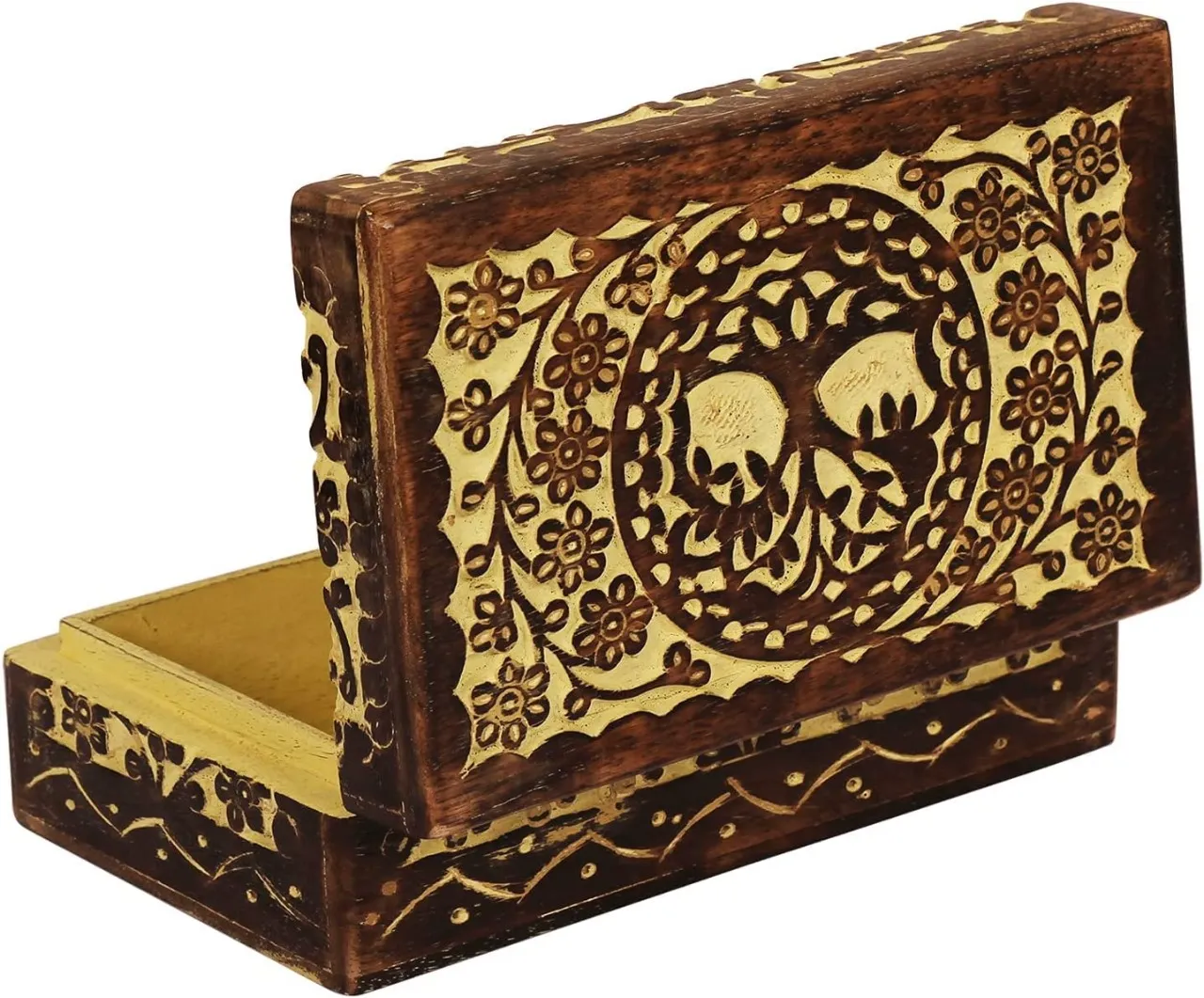 Wooden Box Flower and Leaf 8 x 5 x 2.5