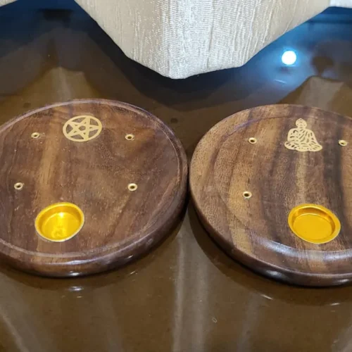 Wooden Incense Holder Buddha and Star Design