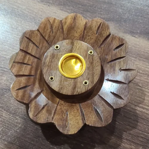 Wooden Incense Holder Flower Design