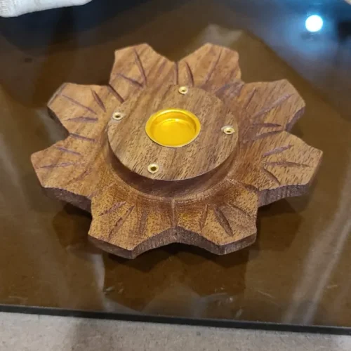 Wooden Incense Holder Flower Design Round Wooden Incense Holder Flower Design Round