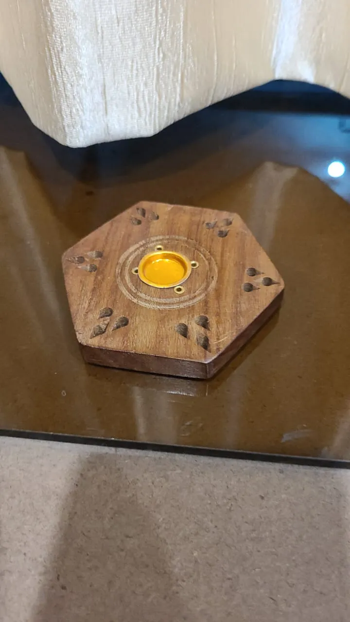 Wooden Incense Holder Hexagonal Design
