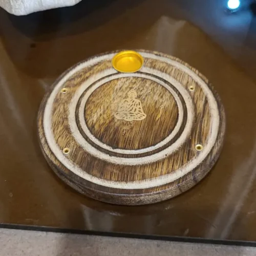 Wooden Incense Holder Round Buddha Engraved