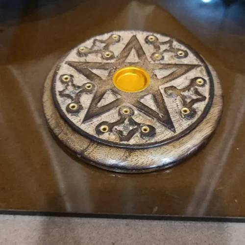 Wooden Incense Holder Round Star Design