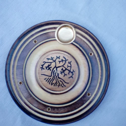 Wooden Incense Holder Round Tree Engraved Wooden Incense Holder Round Tree Engraved
