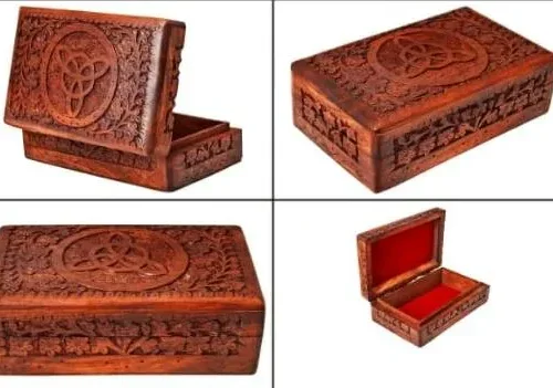 Wooden Jewellery Box Circle Design 8 x 5 x 2.5