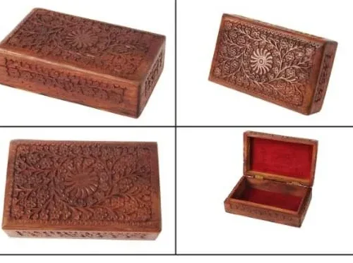 Wooden Jewellery Box Flower Design