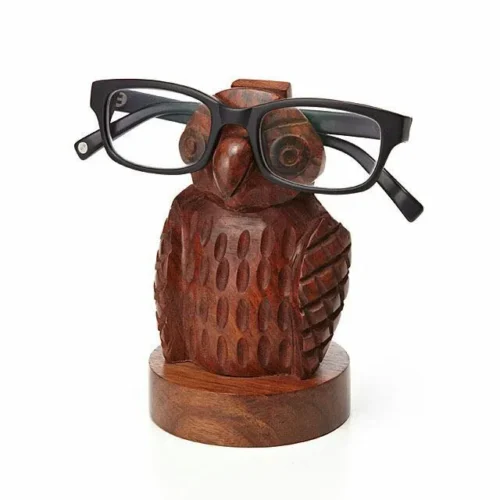 Wooden Spectacle Holder Owl Shape 5 x 3
