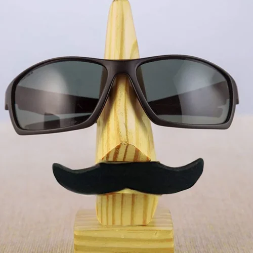Wooden Spectacle Holder White with Mustache